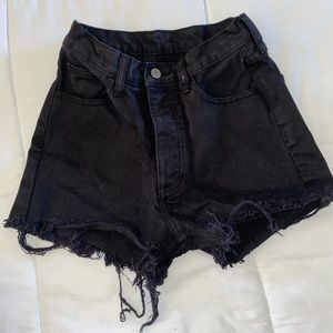 Black denim shorts